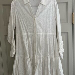 Veronica Beard White Long Sleeve Dress